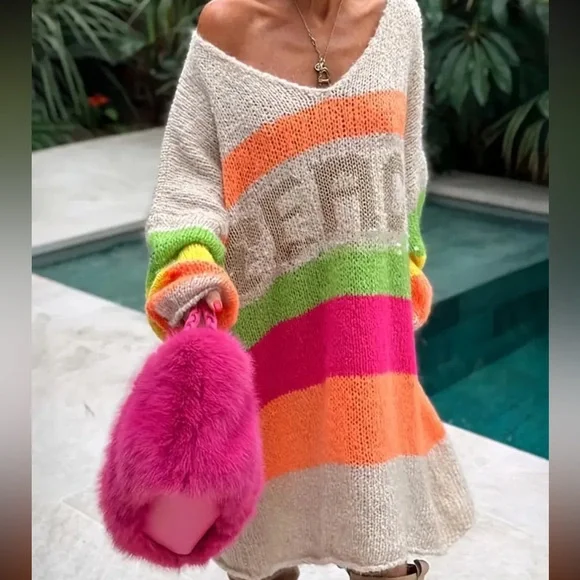 New Boho Colorful Sweater - Picture 1 of 2